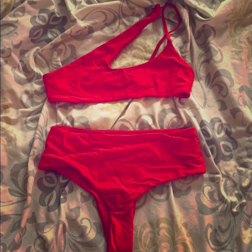 Solid red Zaful bikini set